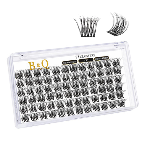 Lash Clusters B11 D Curl 12mm DIY Eyelash Extensions 72 Clusters Lashes B&Q LASH Eyelash Clusters Eyelash Extensions Volume Wispy Individual Lash Clusters at Home Lash Extensions (B11,D-12mm)