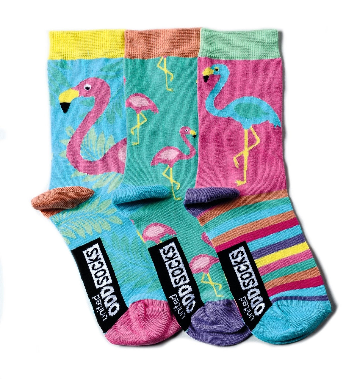 United Oddsocks - 3 Oddsocks For Girls UK 12-5.5 (Flamingo)