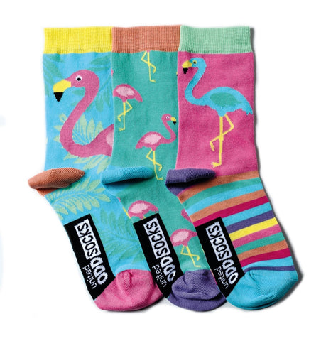 United Oddsocks - 3 Oddsocks For Girls UK 12-5.5 (Flamingo)