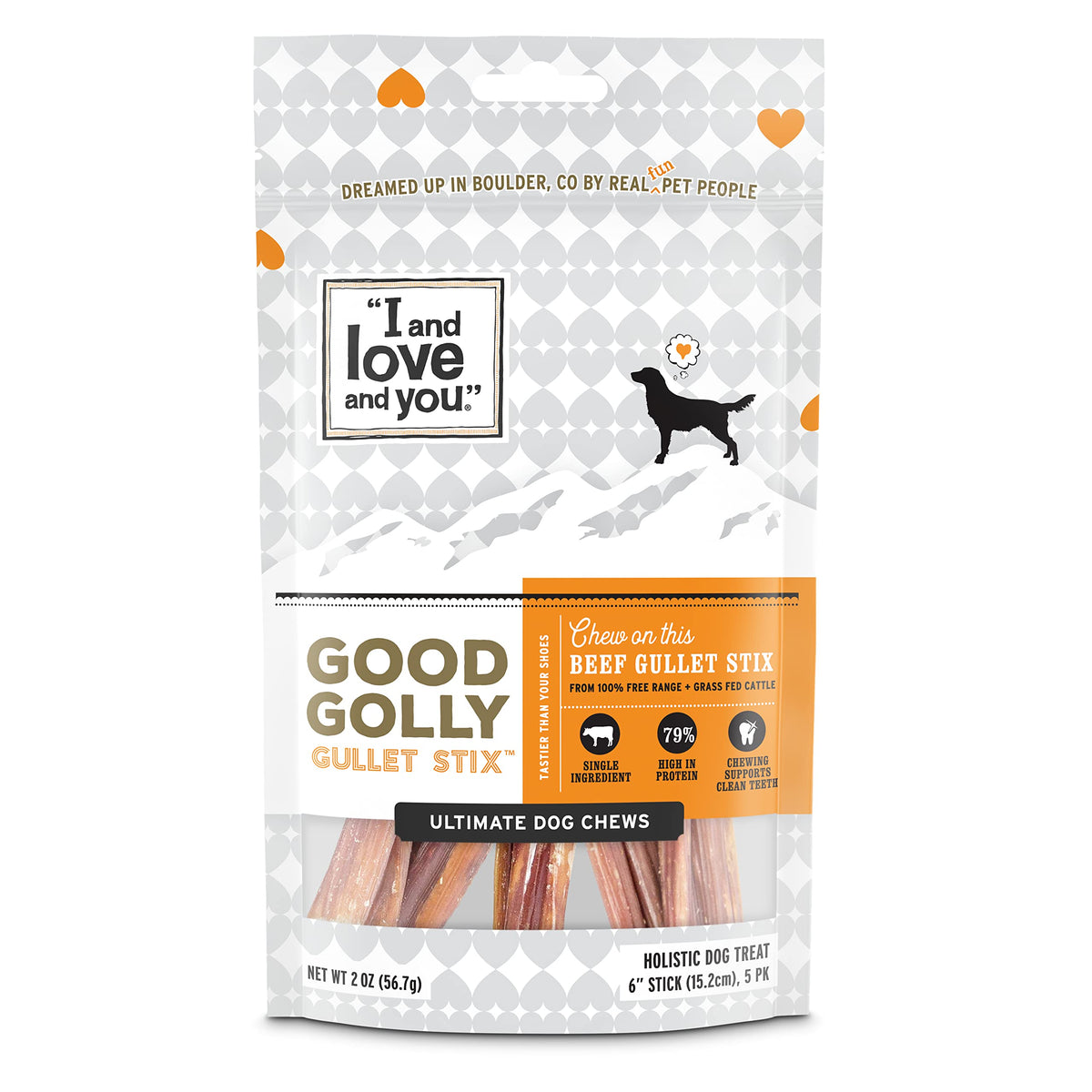 I&Love&You Good Golly Beef Gullet Sticks Dog Chews, Grain Free, 2 Ounces (Pack Of 6)