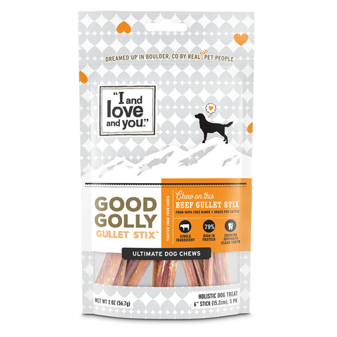 I&Love&You Good Golly Beef Gullet Sticks Dog Chews, Grain Free, 2 Ounces (Pack Of 6)