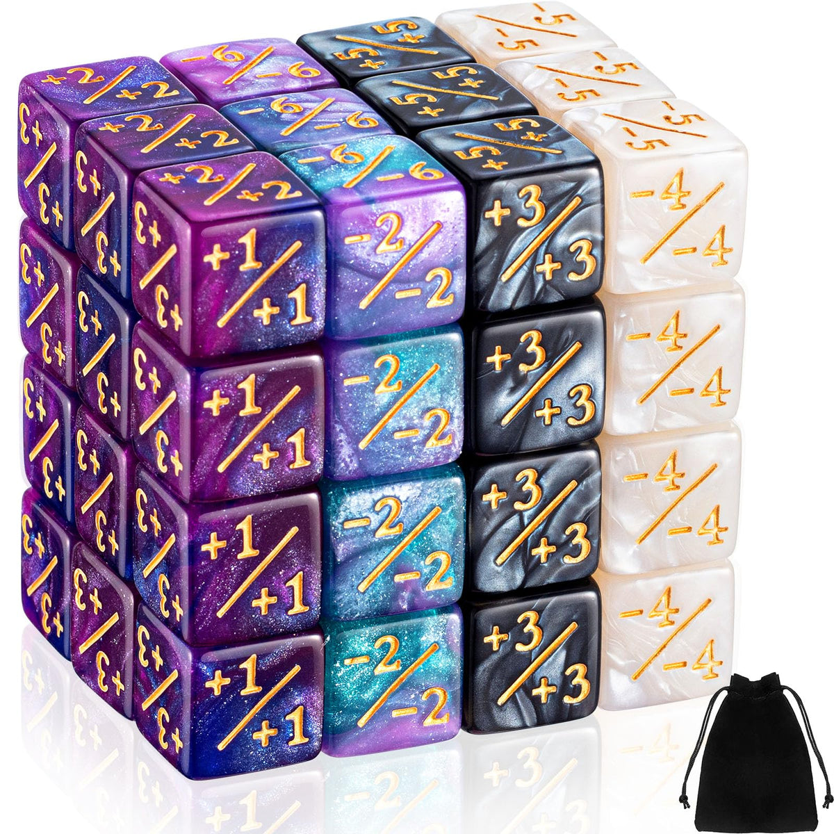 Sumind 48 Pieces MTG Dice Counters Token Dice Glitter D6 Dice Cube Loyalty Counter Dice Compatible with MTG, CCG, Card Gaming Accessory (Trendy Style)