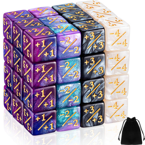 Sumind 48 Pieces MTG Dice Counters Token Dice Glitter D6 Dice Cube Loyalty Counter Dice Compatible with MTG, CCG, Card Gaming Accessory (Trendy Style)