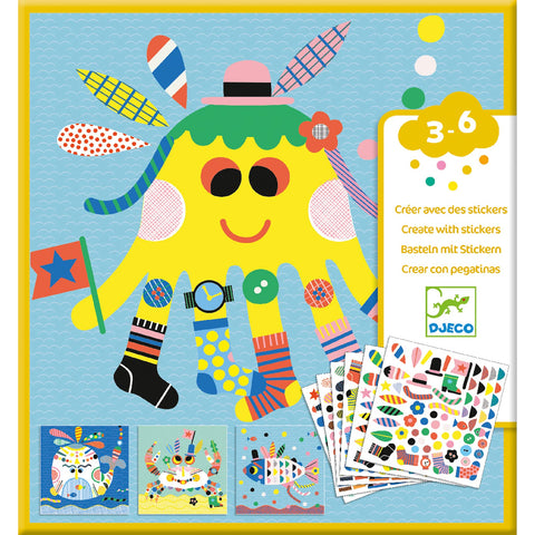Djeco DJ08931 Create with Stickers - Sea Creatures