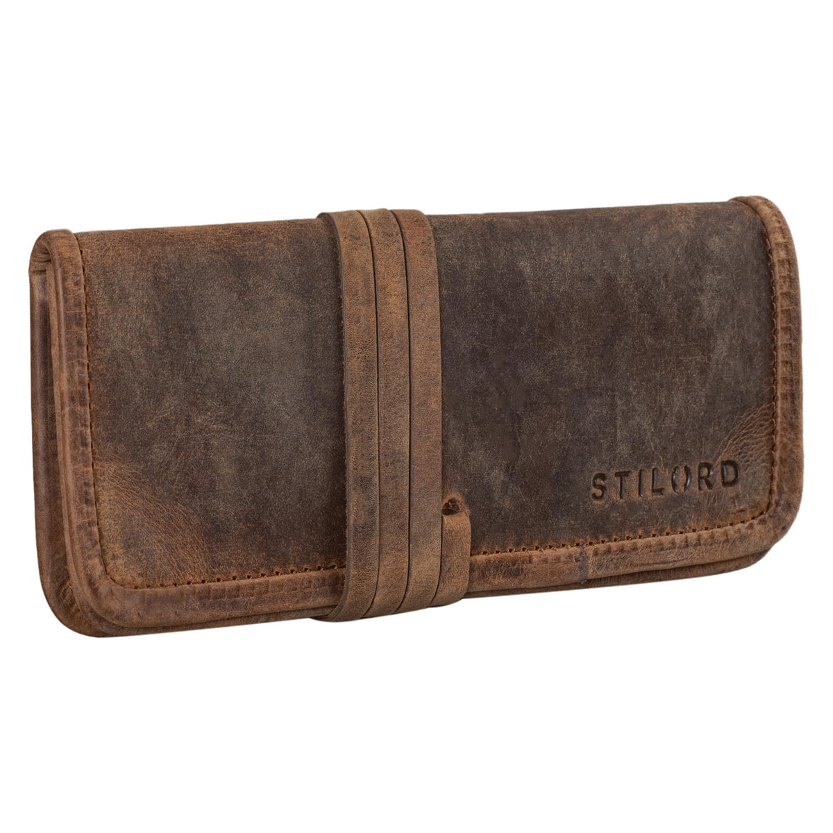 STILORD "Lenny Pencil case Leather Vintage Small Ideal as a Little Wallet Purse Stylish Pen case and Cosmetic case in Genuine Buffalo Leather