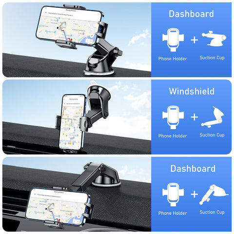 Blukar Car Phone Holder, Adjustable Car Phone Mount Cradle 360Â° Rotation - Upgraded Strong Sticky Gel Pad-One Button Release for up to 6.7'' Phones