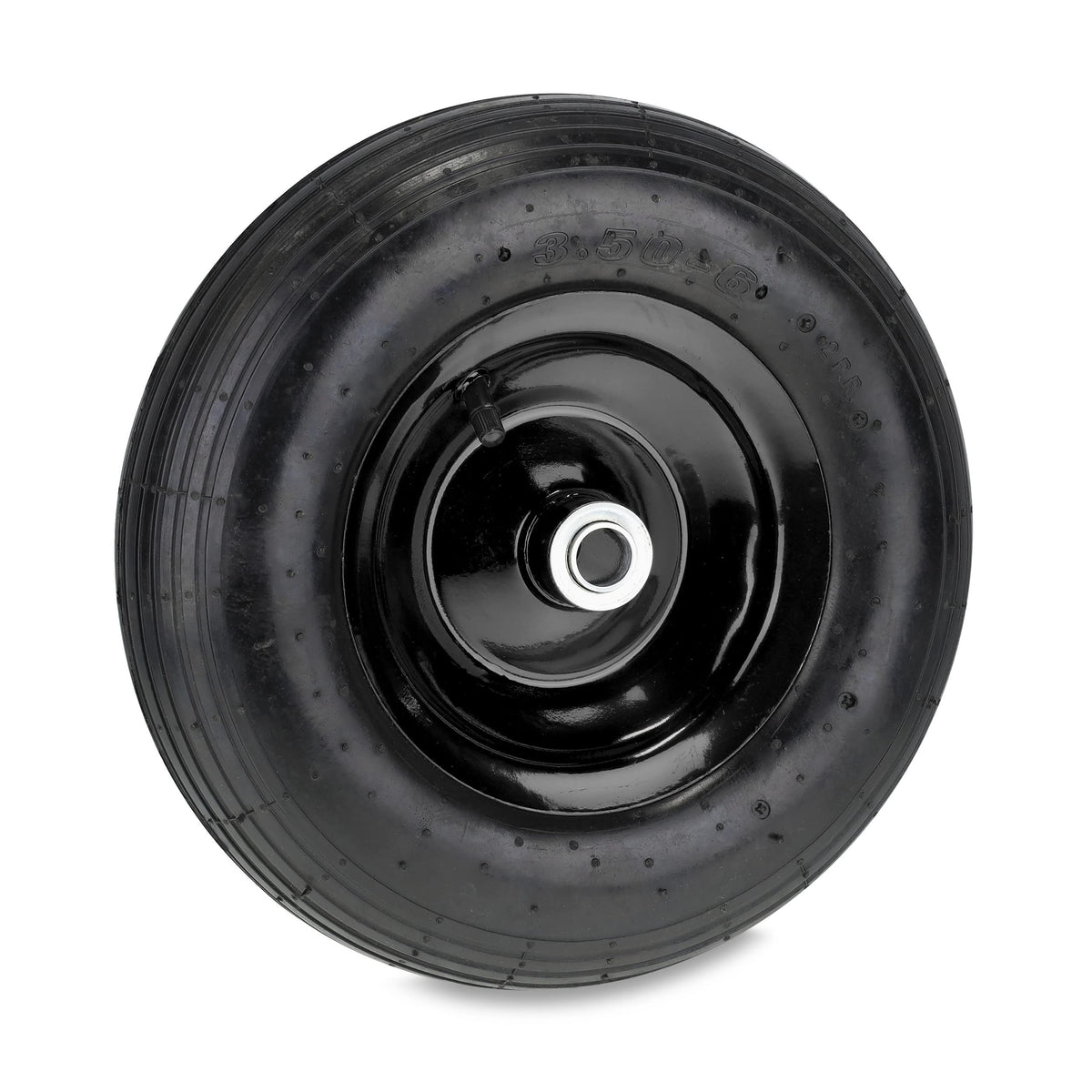Relaxdays Wheelbarrow Tyre, 3.50-6, Pneumatic Spare Wheel, Steel Rim, with Valve, Supports up to 120 kg, Black, Rubber, 3.5-6