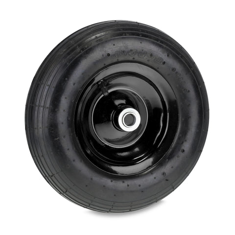 Relaxdays Wheelbarrow Tyre, 3.50-6, Pneumatic Spare Wheel, Steel Rim, with Valve, Supports up to 120 kg, Black, Rubber, 3.5-6