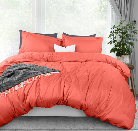 Utopia Bedding Duvet Cover Queen Size - 1 Comforter Cover with 2 Pillow Shams - 3 Piece Bedding Duvet Cover with Zipper Closure - Soft Brushed Microfiber, 90 X 90 Inches (Coral)