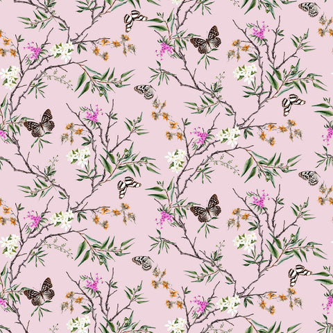 VEELIKE Pink Chinoiserie Wallpaper Peel and Stick Butterfly Floral Wallpaper for Bedroom Girls Room 17.7''x118'' Removable Pink Floral Contact Paper Self Adhesive Wall Paper for Walls Cabinets Shelves