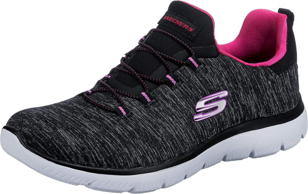 Skechers womens Summits-quick Getaway Sneaker, Black/Pink, 10 Wide US