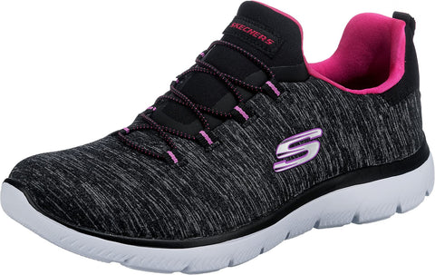 Skechers womens Summits-quick Getaway Sneaker, Black/Pink, 10 Wide US