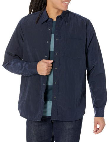 BOSS Kent Collar Nylon Relaxed Fit Over Shirt Deep Navy Blue