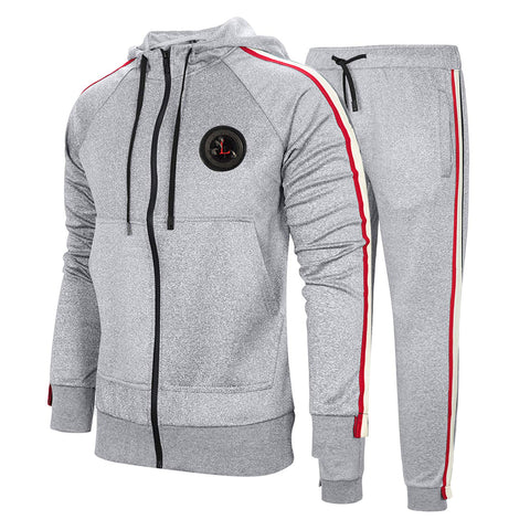 MANTORS Men's Hooded Athletic Tracksuit Full Zip Casual Jogging Gym Sweat Suits Gray-S