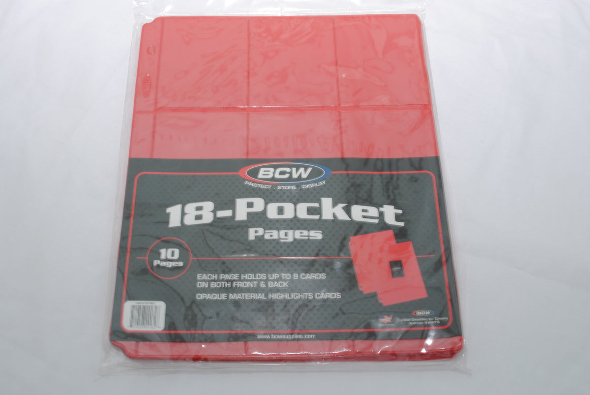 Trading Card Supplies - RED 18 Pocket Pages ( 20 Plastic Sheet Pages )