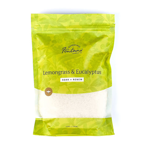 Fontana Candle Co - Epsom Salt | Lemongrass Eucalyptus 24 oz | Essential Oil and Soothing Coconut Oil | Natural Magnesium Flakes Scented Bath Salts