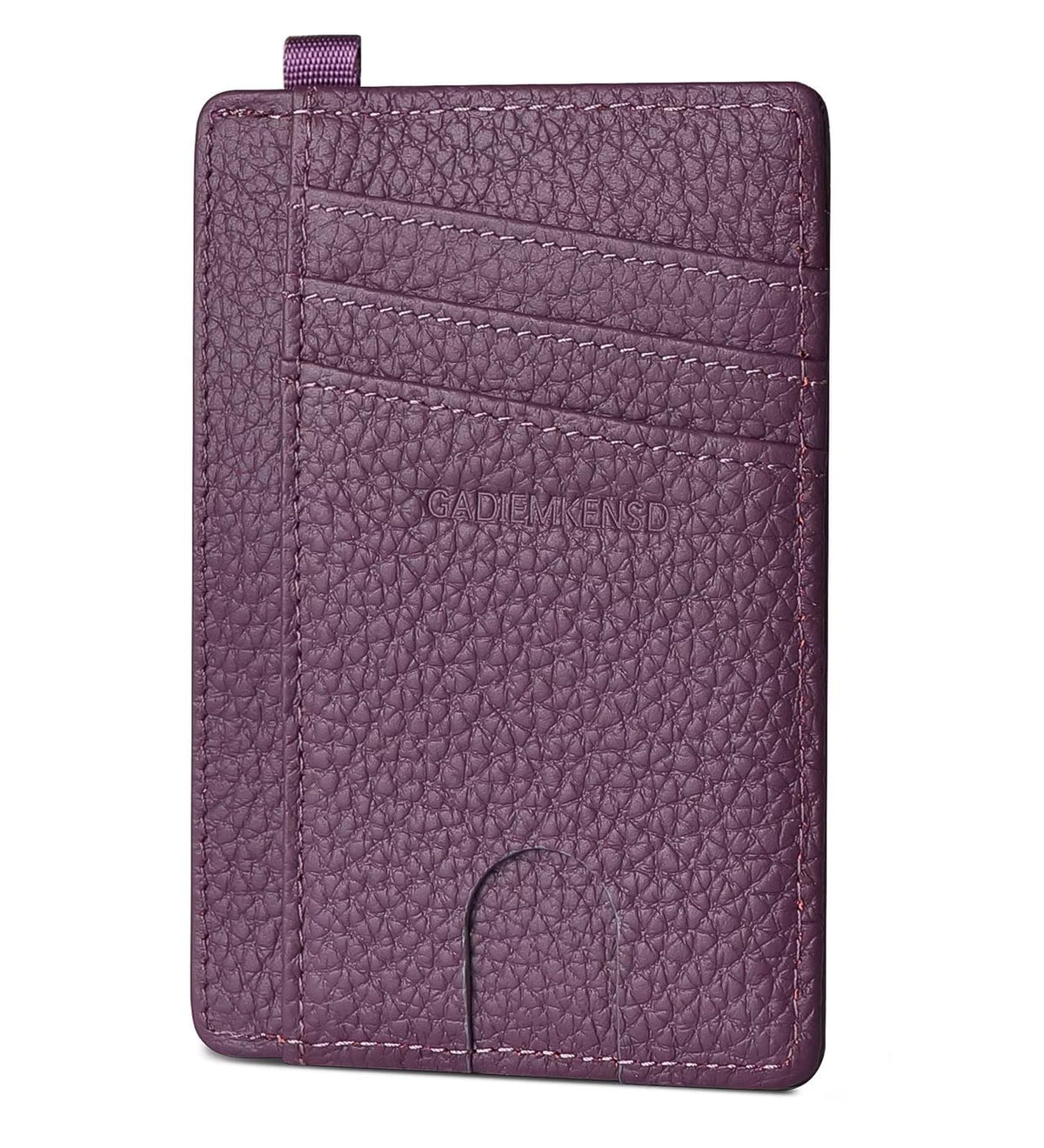GADIEMKENSD Slim Wallet Minimalist Credit Card Holder RFID Blocking Genuine Leather Compact Size Card Case for Women Men Purse with D-Shackle Llaveros De Hombre Exemption Card Set Purple