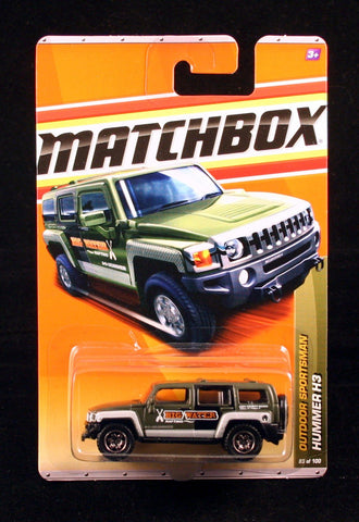 HUMMER H3 MATTE GREEN Outdoor Sportsman Series (#10 of 10) MATCHBOX 2011 Basic Die-Cast Vehicle (#83 of 100)