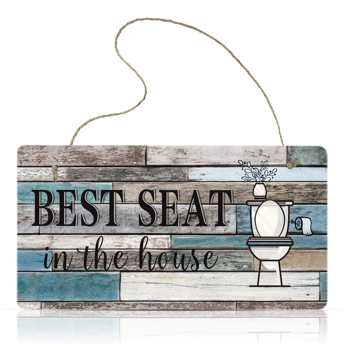 Funny Bathroom Decor Sign Best Seat in the House Wall Art Sign Hanging Wall Art Sign Home Bathroom Decor, 11.8 x 5.9 Inch