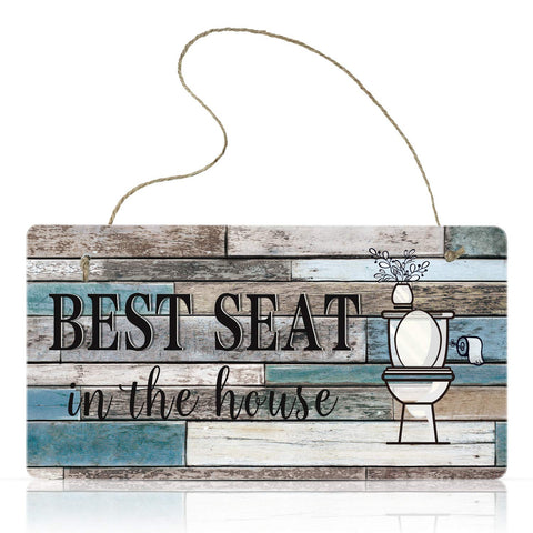 Funny Bathroom Decor Sign Best Seat in the House Wall Art Sign Hanging Wall Art Sign Home Bathroom Decor, 11.8 x 5.9 Inch