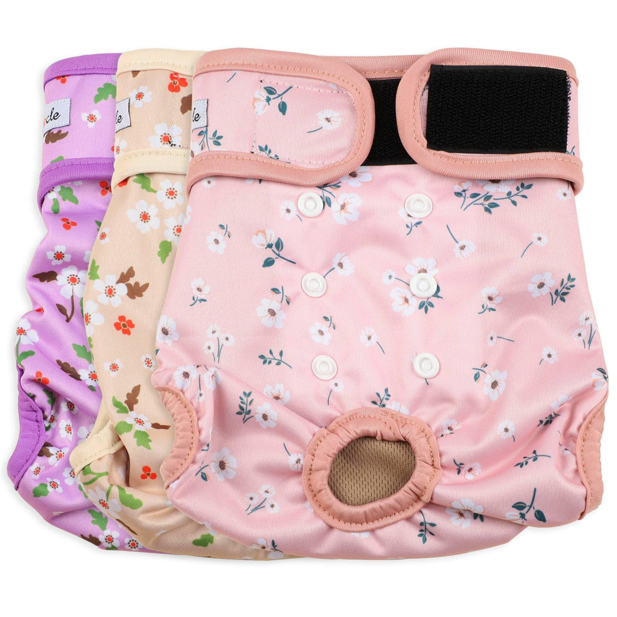 Grecle Female Dog Diapers - Premium Reusable Diapers for Doggie in Heat - Highly Absorbent Dog Diapers Female for Pet Incontinence with Adjustable Snaps Flowers, S