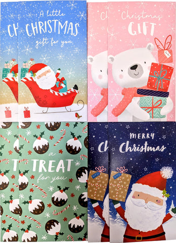8 Kids Christmas Money Envelopes - Cash Holders, 16 x 9cm