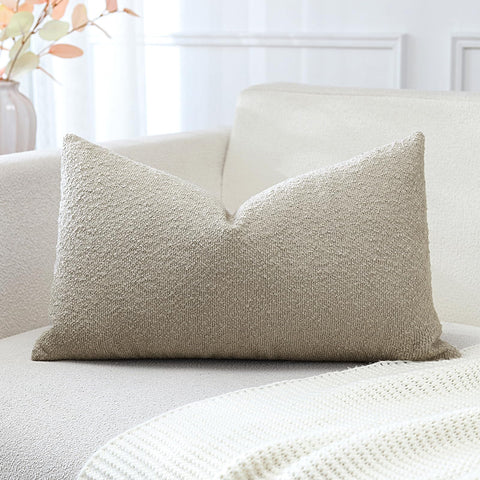 Artscope Pack of 1 Textured Boucle Cushion Covers Lumbar Pillow Cases Cozy Soft Decorative Couch Pillow Covers for Chair Sofa Bedroom Living Room Home Decor 40x60cm, Oatmeal