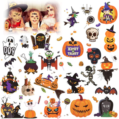 HOWAF Halloween Tattoos for kids, Halloween Temporary Tattoo Spider Pumpkin Waterproof Tattoo Stickers Halloween Theme Party Decorations for Adult and Kids Party Favors Gift