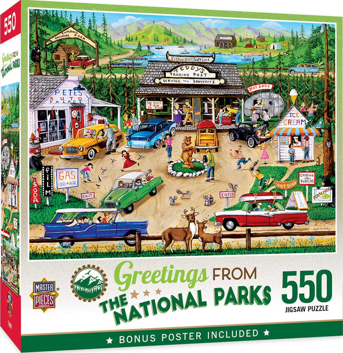 Baby Fanatics Masterpieces 550 Piece Jigsaw Puzzle for Adults, Family, Or Kids - Greetings from The National Parks - 18"x24"
