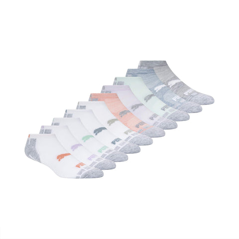 PUMA unisex child PUMA Girls 10 Pack Low Cut Socks, Peach, 7-8.5 US