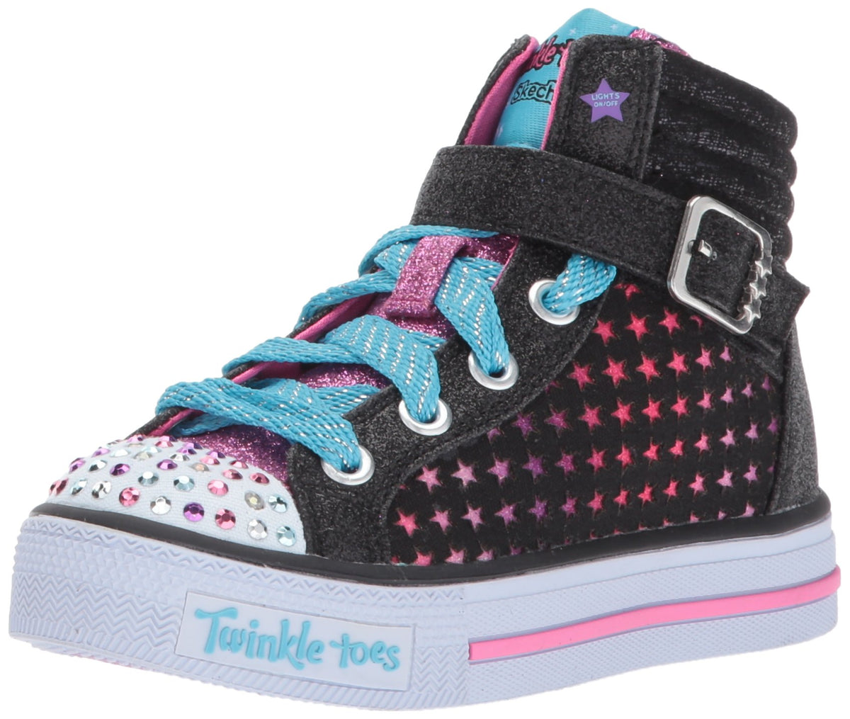 Skechers Kids Kids' Shuffles-Star Steps Sneaker,black/multi,10.5 M US Little Kid