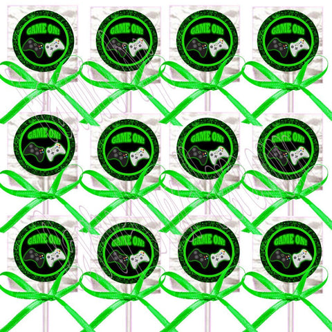 Game On Video Game Controller Lollipops Party Favors Supplies Decorations Lollipops with Lime Mint Green Ribbon Bows Party Favors -12 pcs, Pixel Party Video Game Truck Party