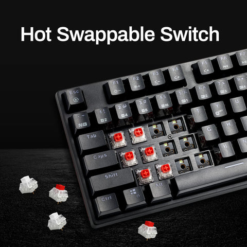 Hexgears GK705 Wired Mechanical Keyboard, 104 Keys with Kailh Box Switch Full Size Gaming Keyboard, Durable ABS Keycaps, Hot Swappable, Blue LED Backlight, Windows Mac OS and Android Compatible