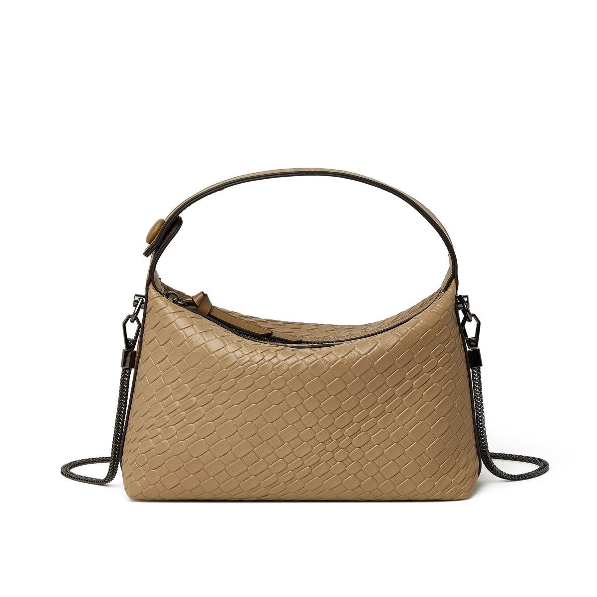 DORIS&JACKY Small Hand Tote Handbag For Women Designer Vegan Top Handle Crossbody Purse With Metal Chain Strap, 4-grey