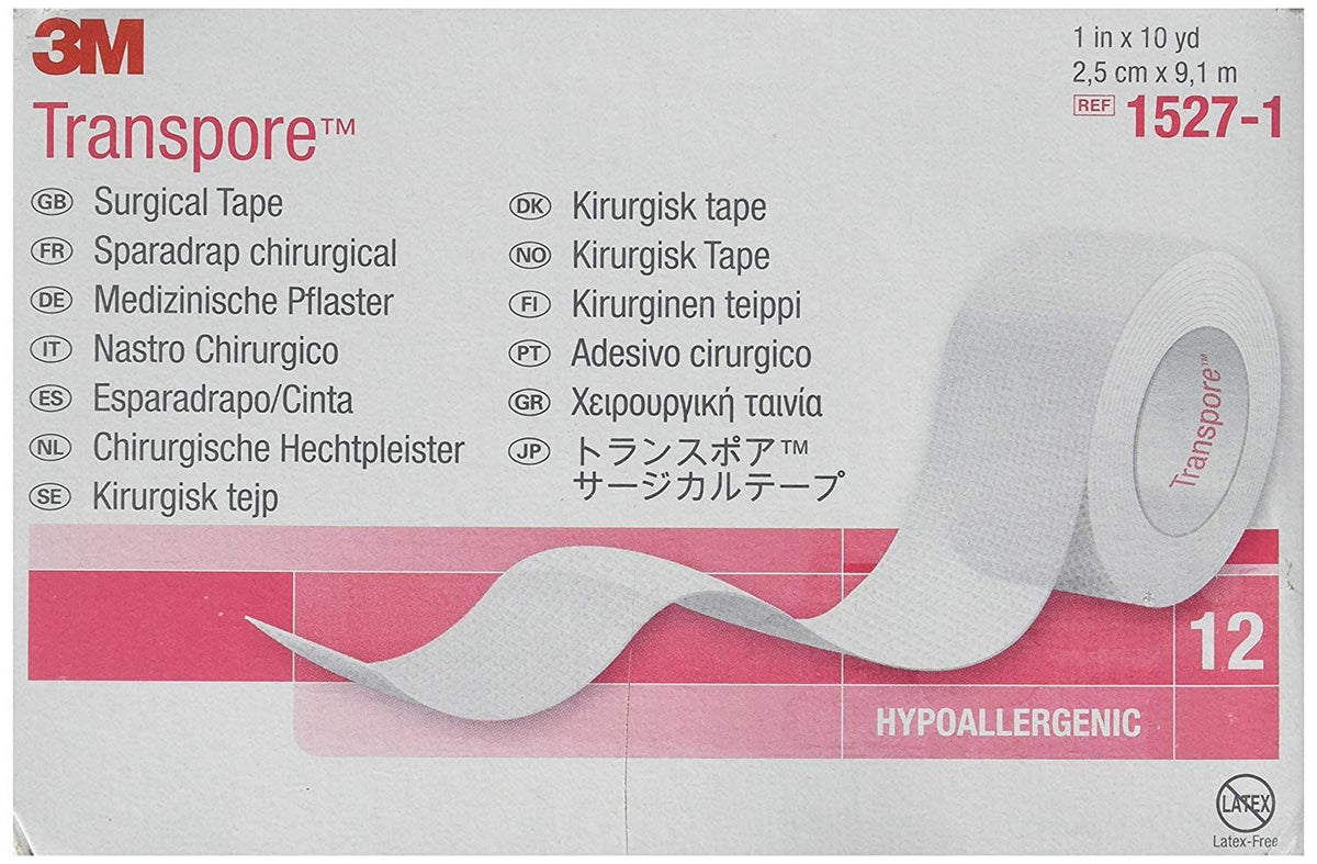 3M Transpore Tape 1" x 10 yd Box: 12