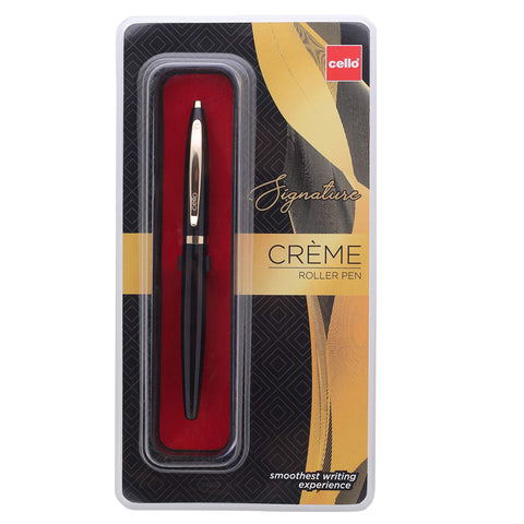 Cello Signature Creme Ebony Roller Pen - Ink Color Blue 1 Pieces (SHIP FROM INDIA)
