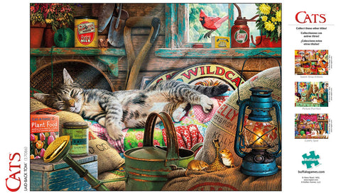 Buffalo Games - Cats Collection - Laid-Back Tom - 750 Piece Jigsaw Puzzle Black,orange,yellow, 24"L X 18"W