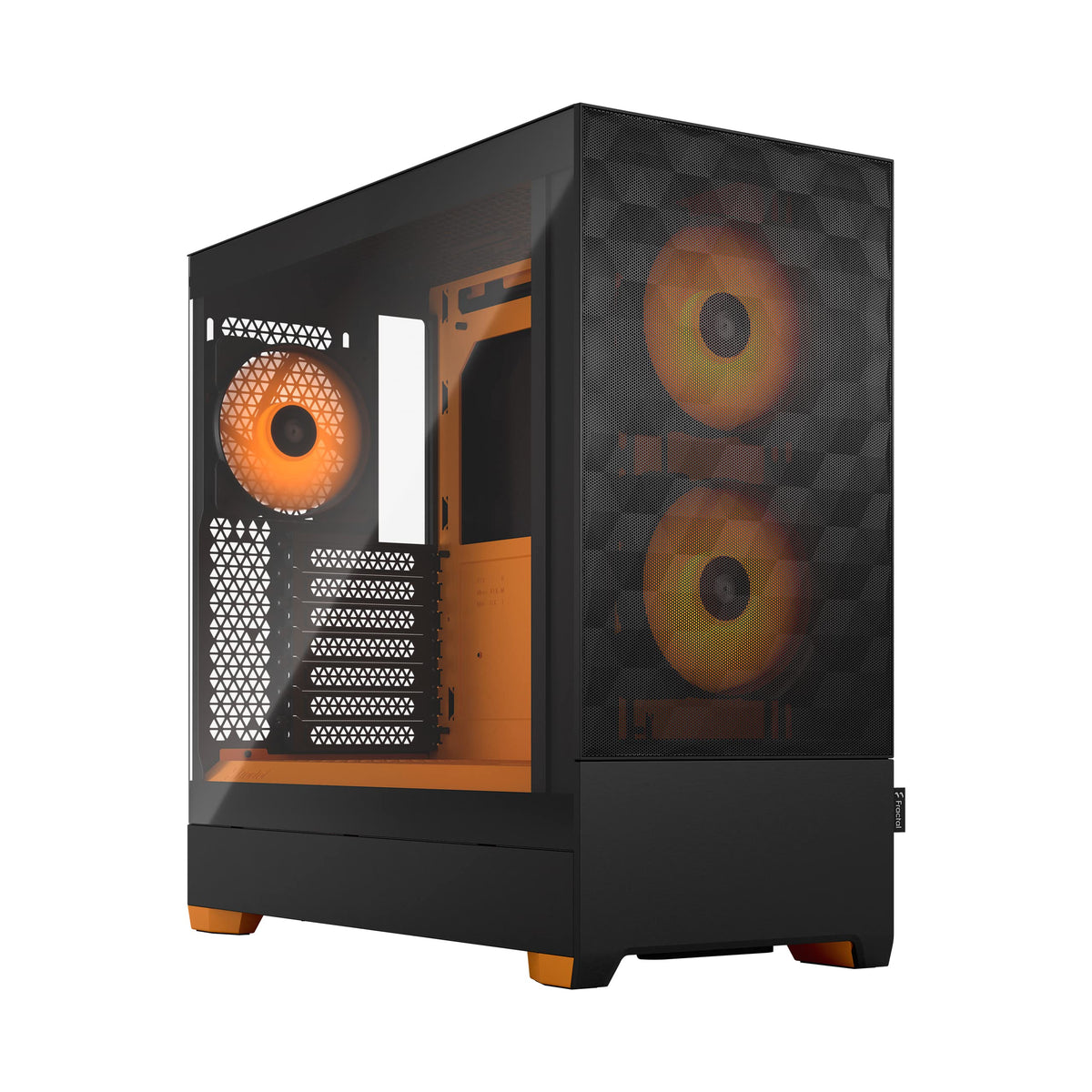 Fractal Design Pop Air RGB Orange Core - Tempered Glass Clear Tint - Honeycomb Mesh Front - TG side panel - Three 120 mm Aspect 12 RGB fans included - ATX High Airflow Mid Tower PC Gaming Case