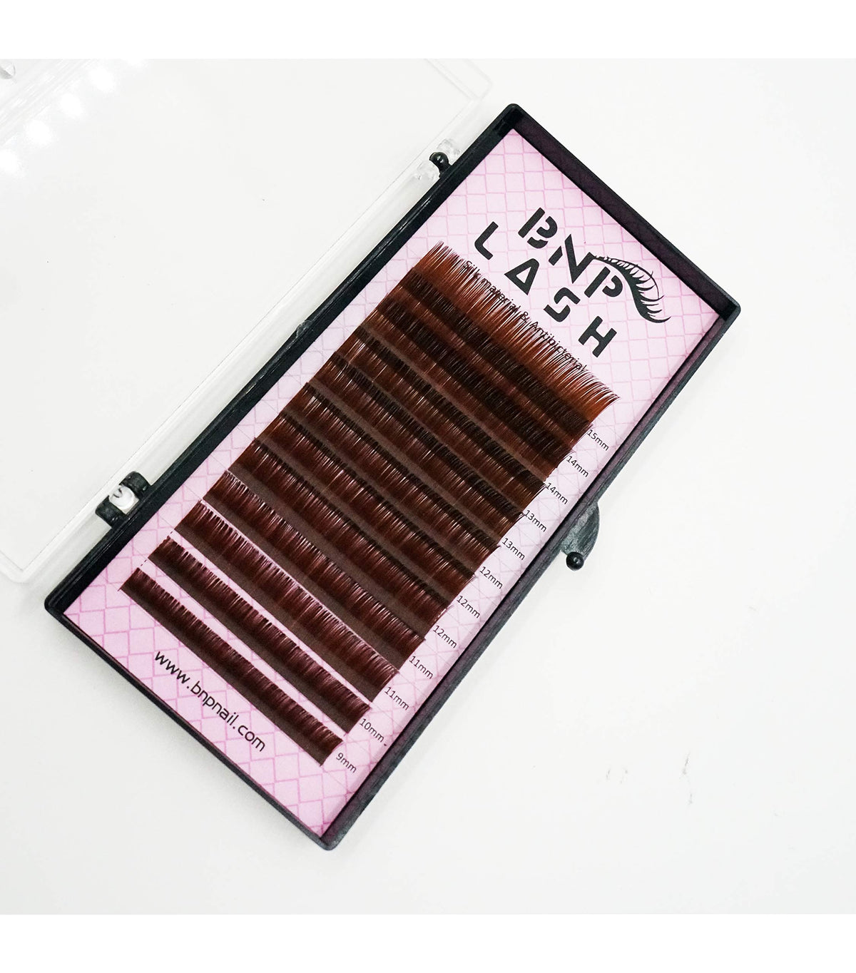 BNP Curl C 0.10 9-15mm Mix Trays Brown Volume Eyelash Extension Silk Antibicterial Lash 1 Tray (Coffee Brown)