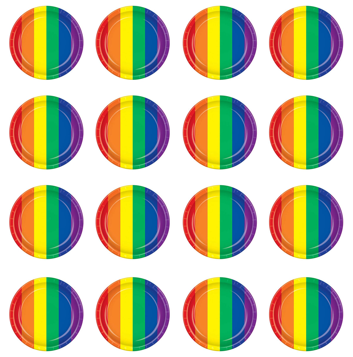 Beistle 16 Piece Paper Plates - Rainbow Party Supplies and Tableware For Colorful Birthday Parties