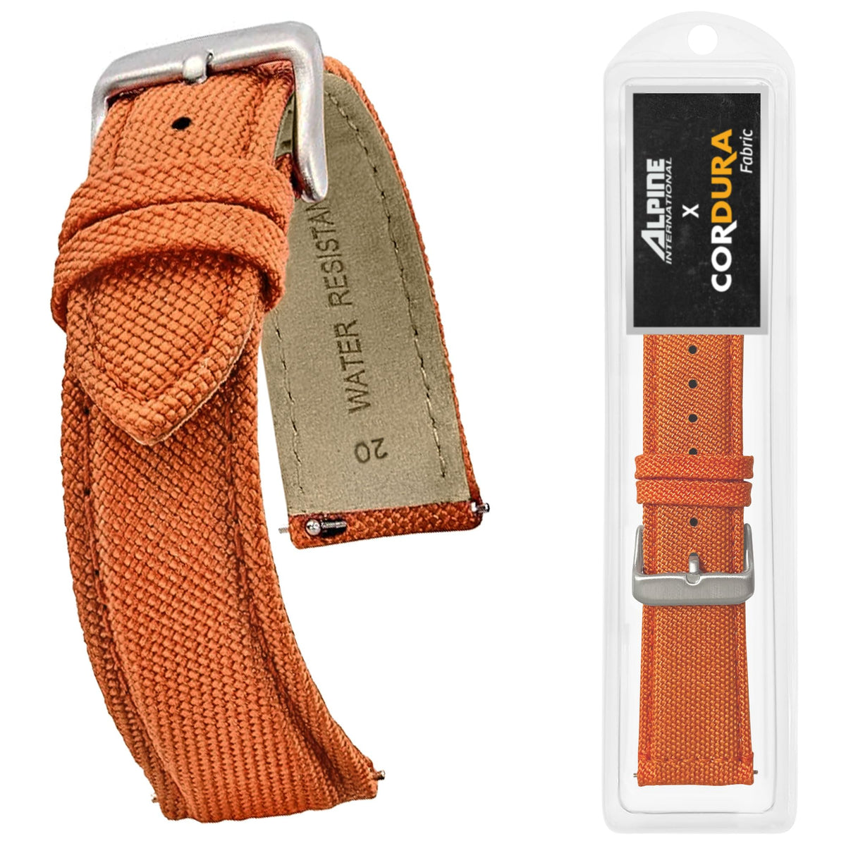 Alpine Cordura Fabric 20mm Watch Band - Quick Release Replacement Straps - Water Resistant Back Lining Leather Straps- Watch Bands for Women & Men - Compatible with Regular & Smart Watch Bands(Orange)