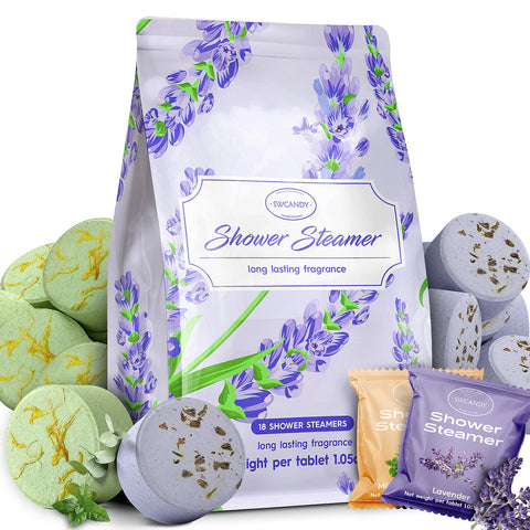 SWCANDY Shower Steamers Aromatherapy, 18 PCS Eucalyptus for Shower Lavender Shower Tablets, Self Care & Spa Gifts with Lavender Natural Essential Oils