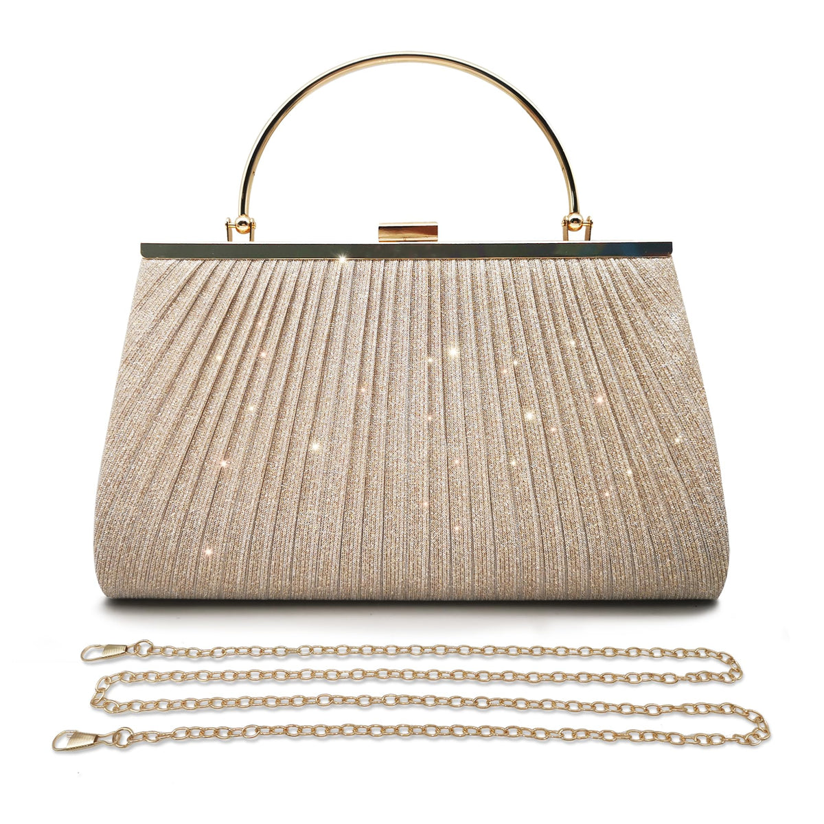 Pahajim Handbags Shoulder Bags Glitter Clutch Bags for Women Sparkly Evening Bags Sequin Bag for Wedding, Party, Date, Prom (Gold)