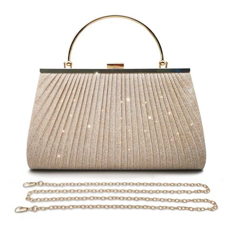 Pahajim Handbags Shoulder Bags Glitter Clutch Bags for Women Sparkly Evening Bags Sequin Bag for Wedding, Party, Date, Prom (Gold)