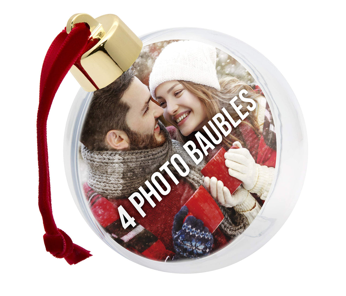 Shot2go Photo Baubles Gold/Red (Pack of 4)