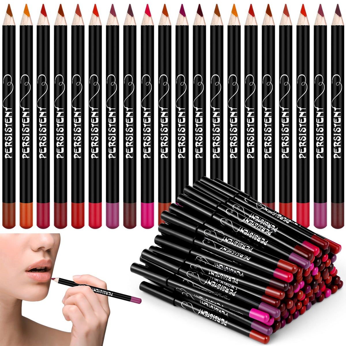 Swiffen 84 Pcs Bulk Lip Liner Pencil Set Long Lasting Lip Liner Pencil Slim Lock Lipstick in Place Lip Makeup Set of 12 Color, 5.2 Inches