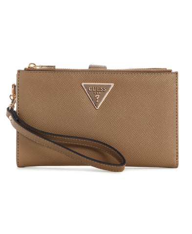 GUESS Women's Laurel Double Zip Organizer Wallet, Dark Taupe, One Size
