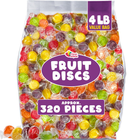 Fruit Flavored Hard Candy - Classic Hard Candy - 4 LB Bulk Candy - Assorted Fruit Flavored Candy - Individually Wrapped Bulk Candies
