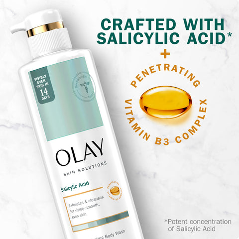Olay Skin Solutions Hydrating Body Wash for Women with Salicylic Acid, 17.9 fl oz (Pack of 4)