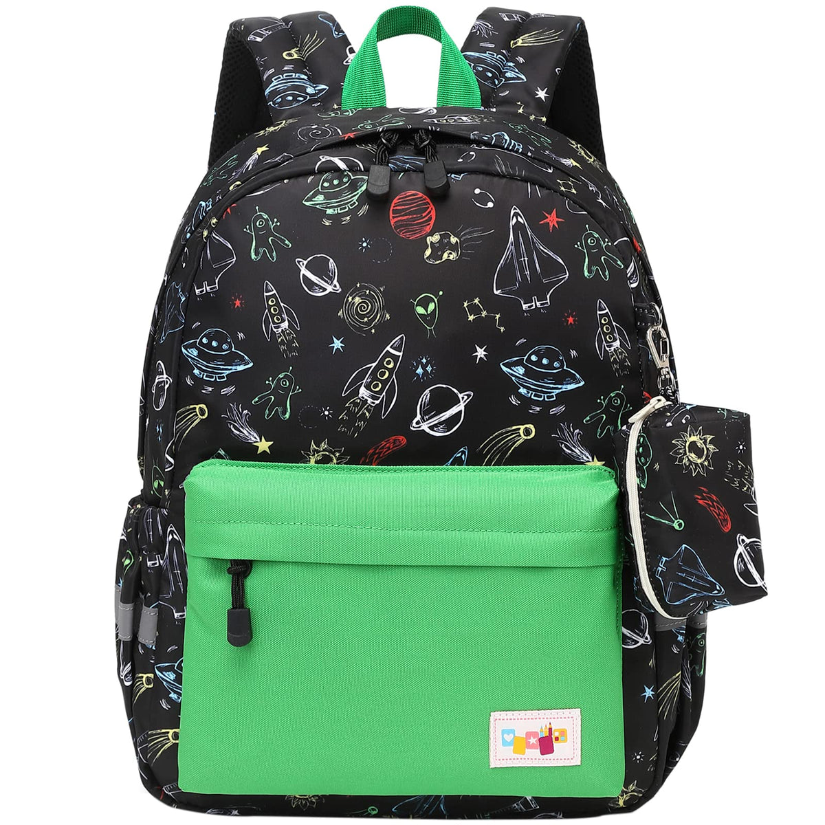 mygreen Kids Backpack, Preschool Lightweight Toddler Backpacks for Little Boys Girls with Chest Strap Child School Backpack Space Green